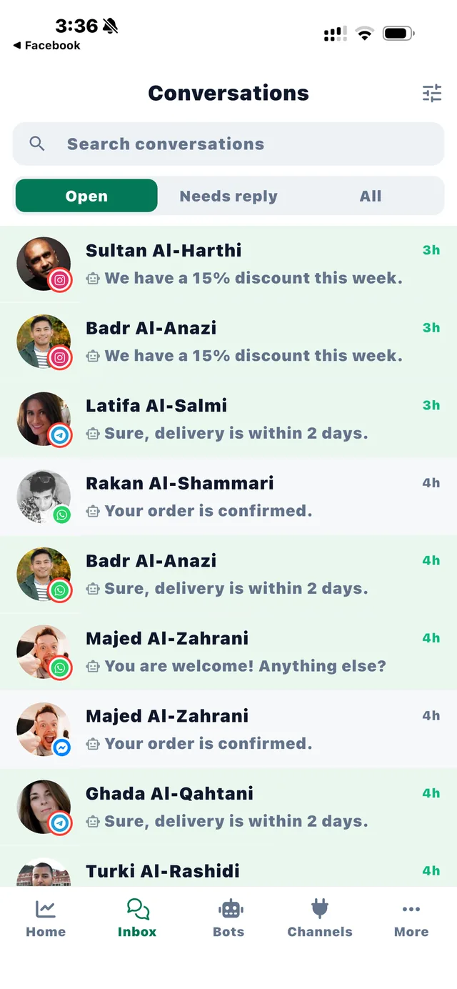 Thikaa mobile app - unified inbox for WhatsApp, TikTok, Instagram conversations
