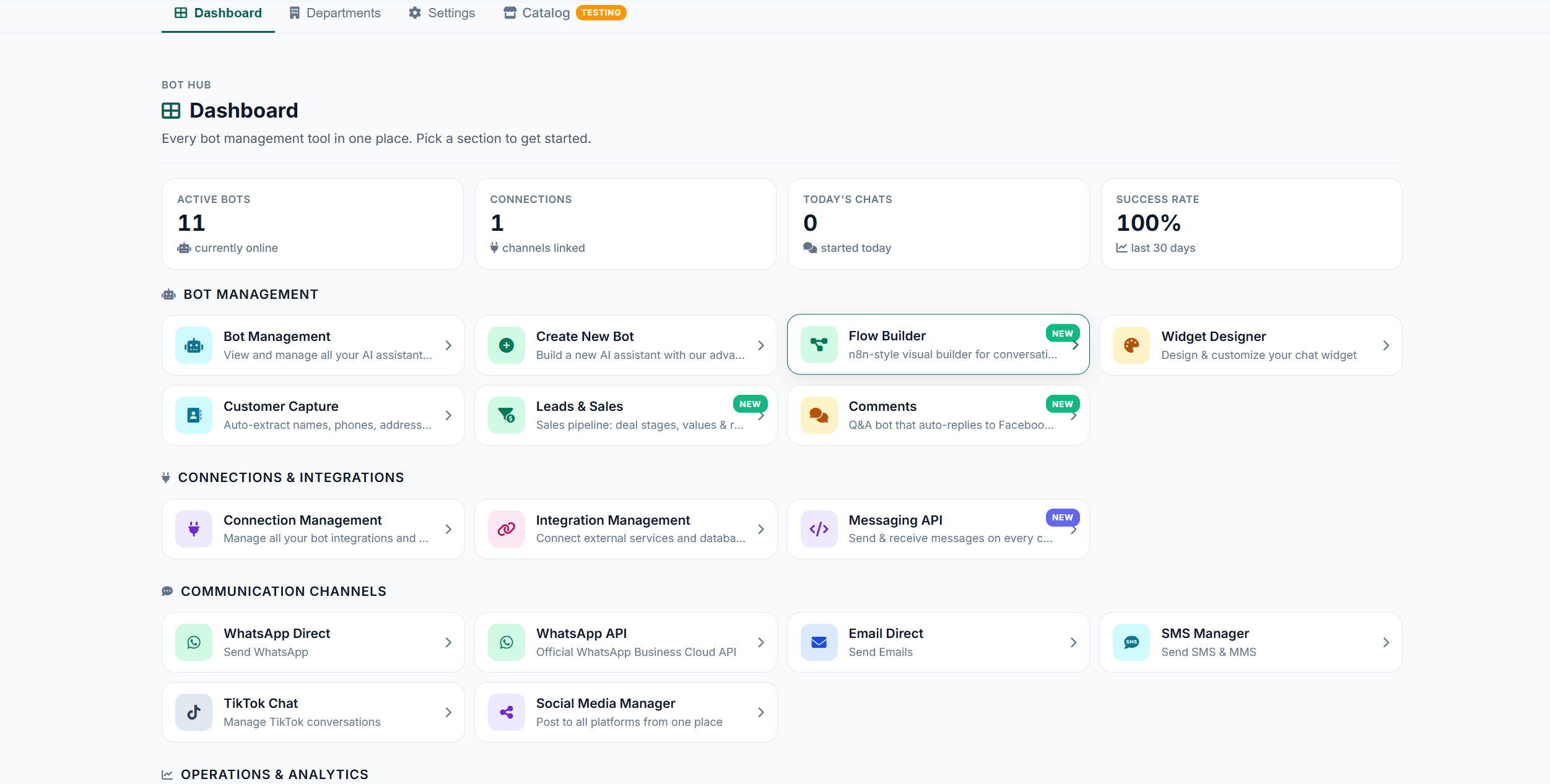 Thikaa Bot Hub dashboard