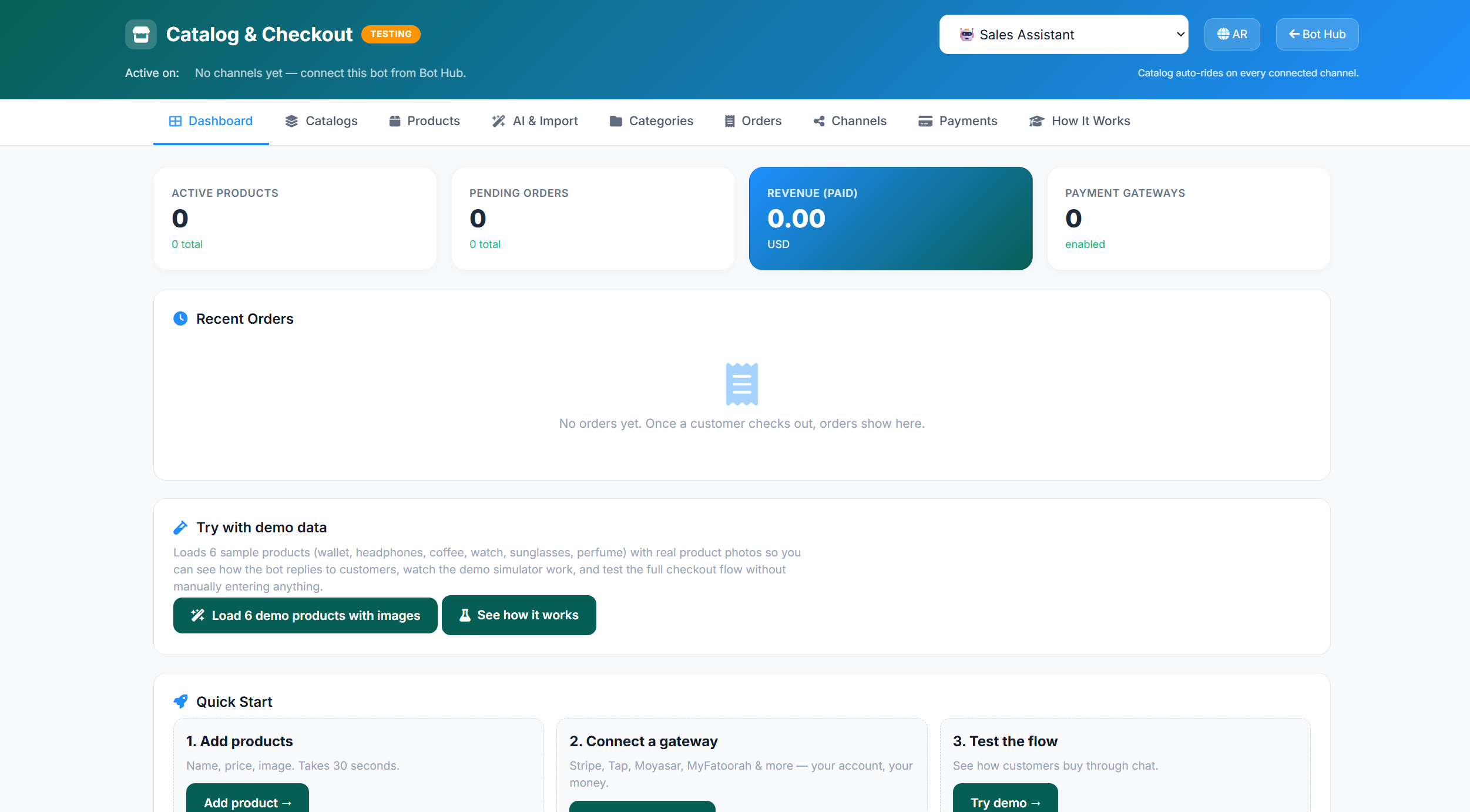 Thikaa catalog and checkout for selling inside the chat