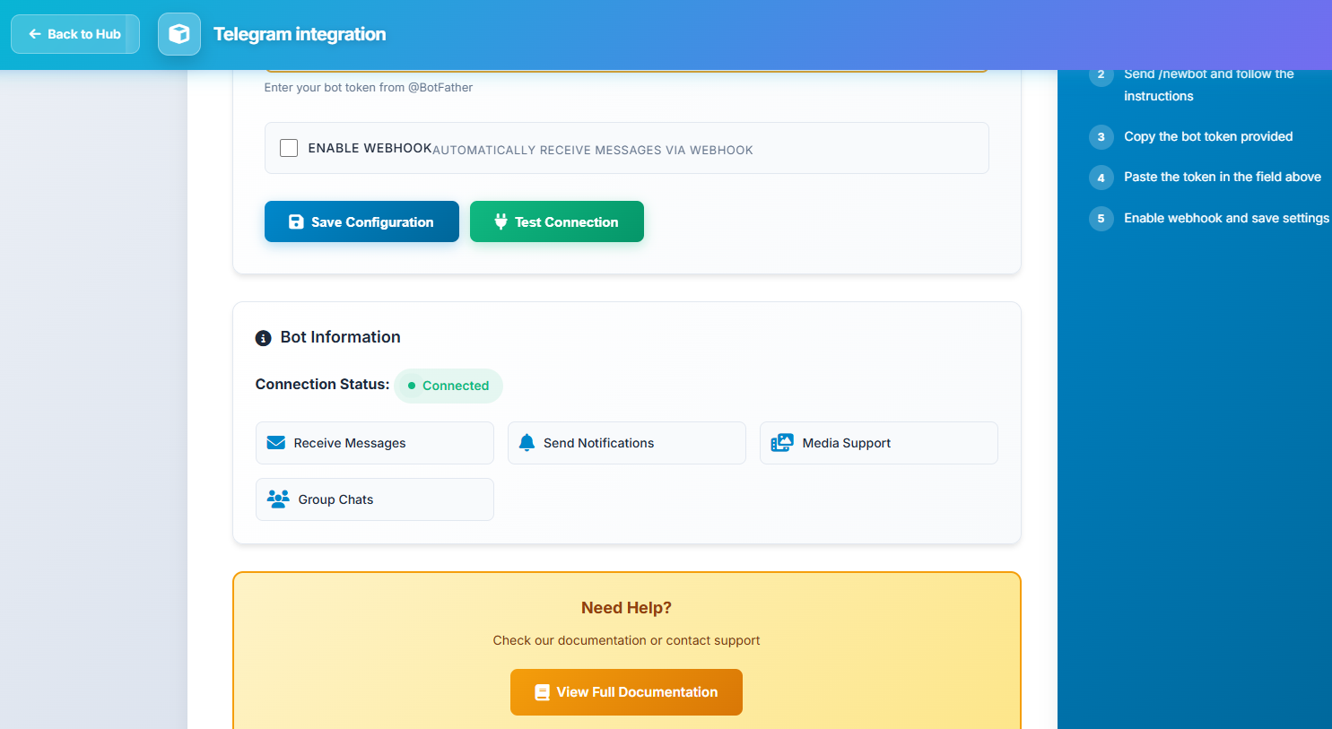 إعدادات البوت